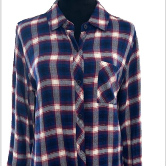 Rails Tops - Rails Shirt Hunter Plaid Blue Red White Button up Flannel Tom SZM Long Sleeve